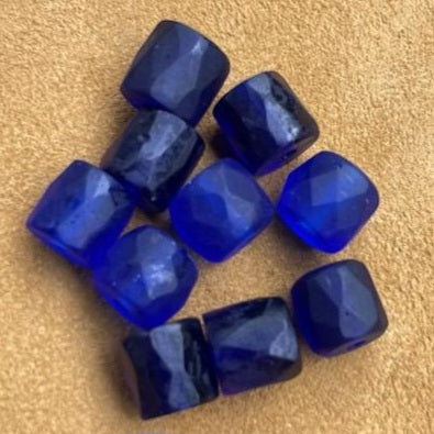 Cobalt Blue, "Russian" Facet Beads ~9x9mm (10 count)