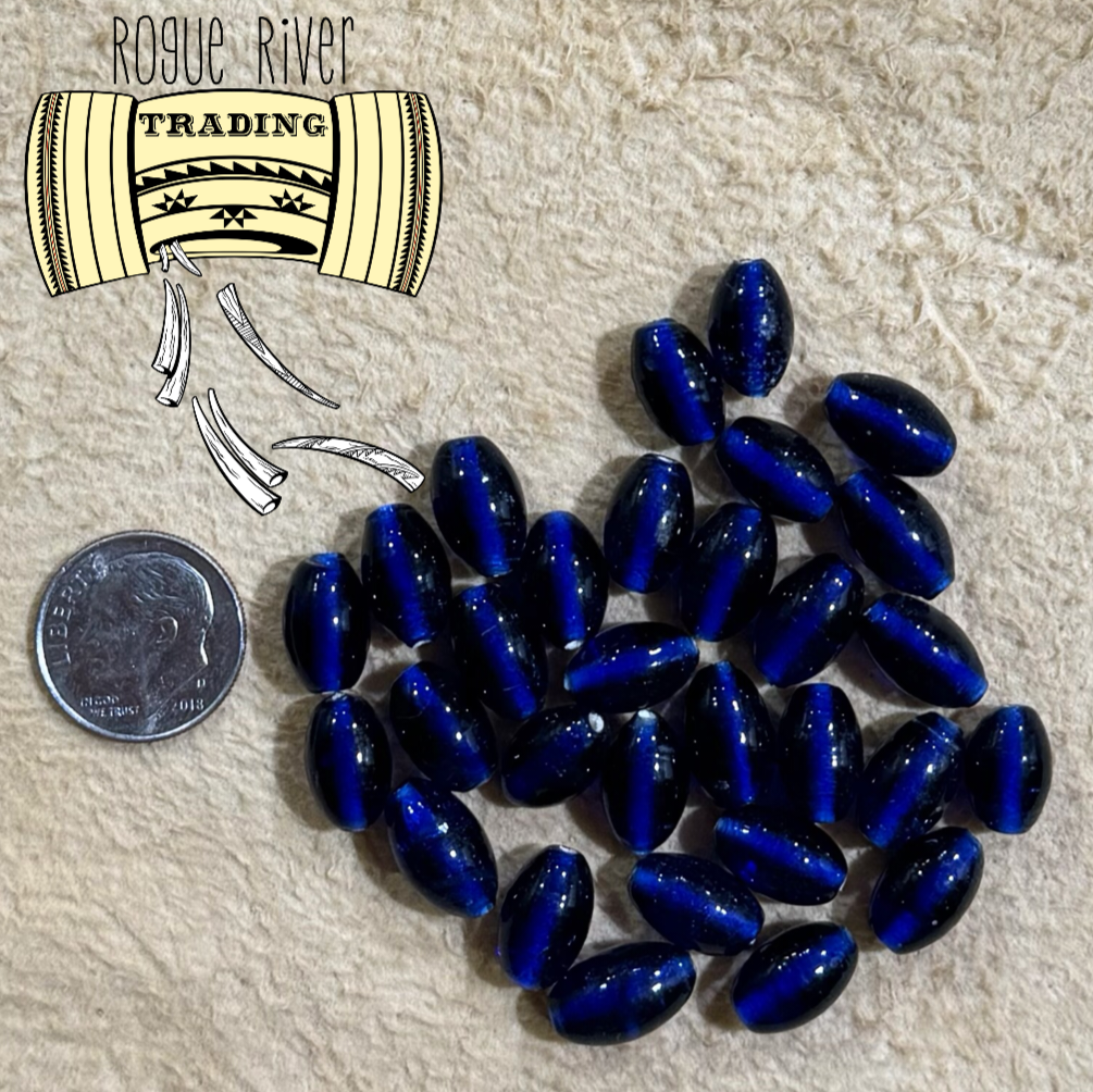 Cobalt Barley Corn Bead ~11x7mm (30 count)