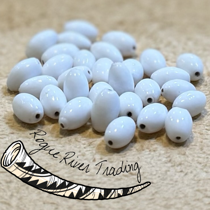 White Barley Corn Bead ~11x7mm (30 count)
