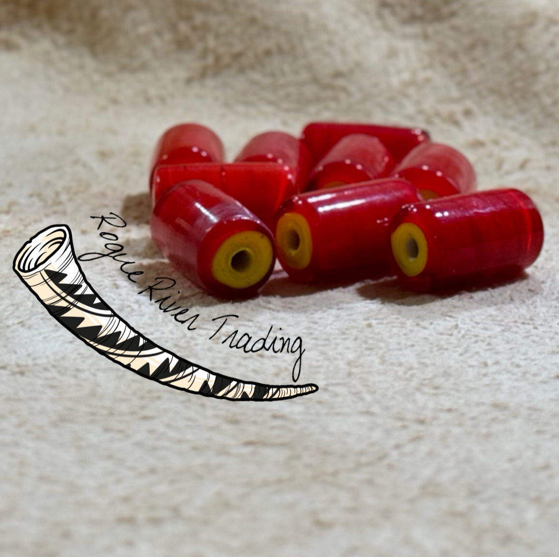 Red with Yellow Core "Hudson Bay" Cylinder 15x26mm (10 count)