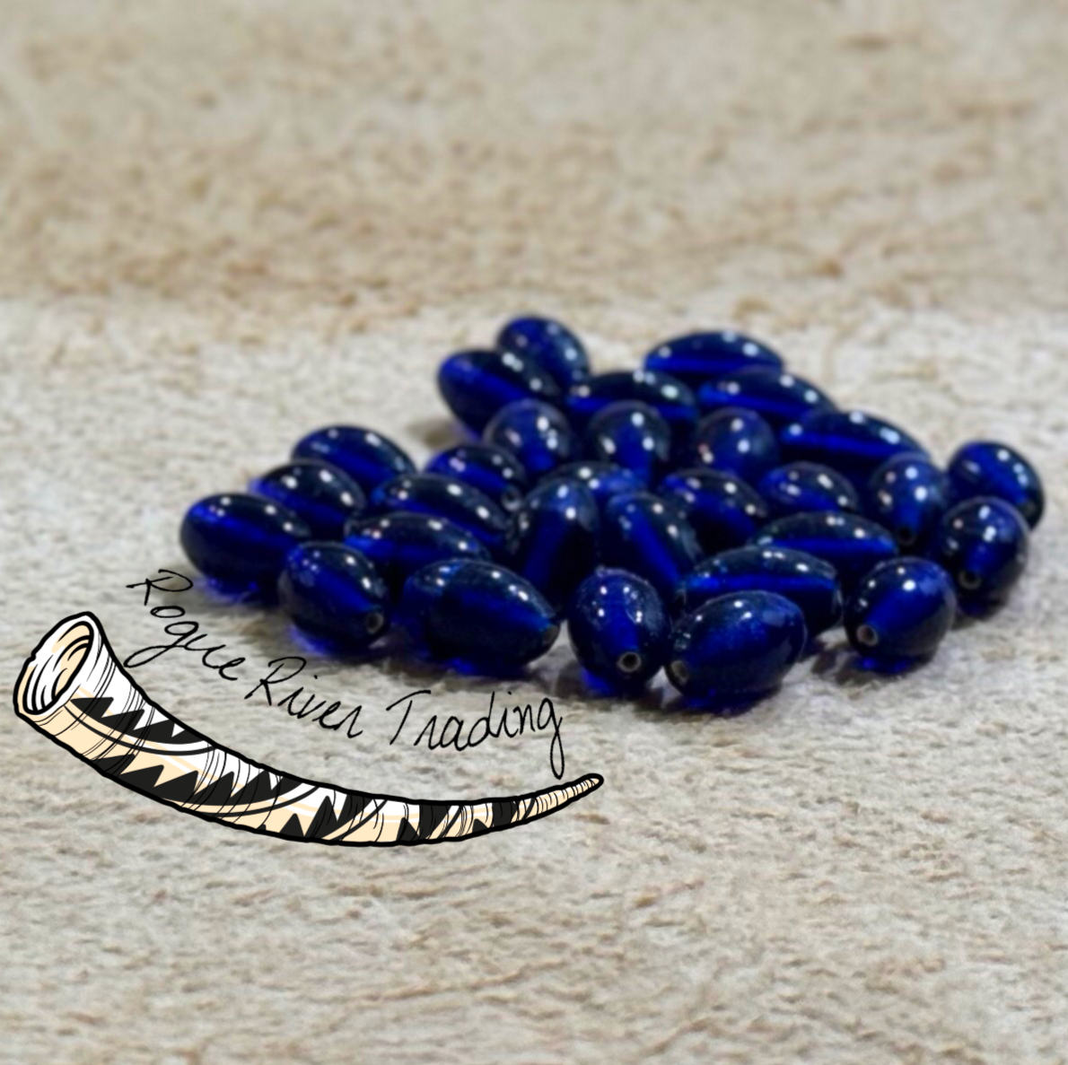 Cobalt Barley Corn Bead ~11x7mm (30 count)