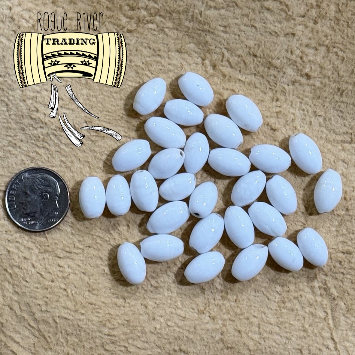 White Barley Corn Bead ~11x7mm (30 count)