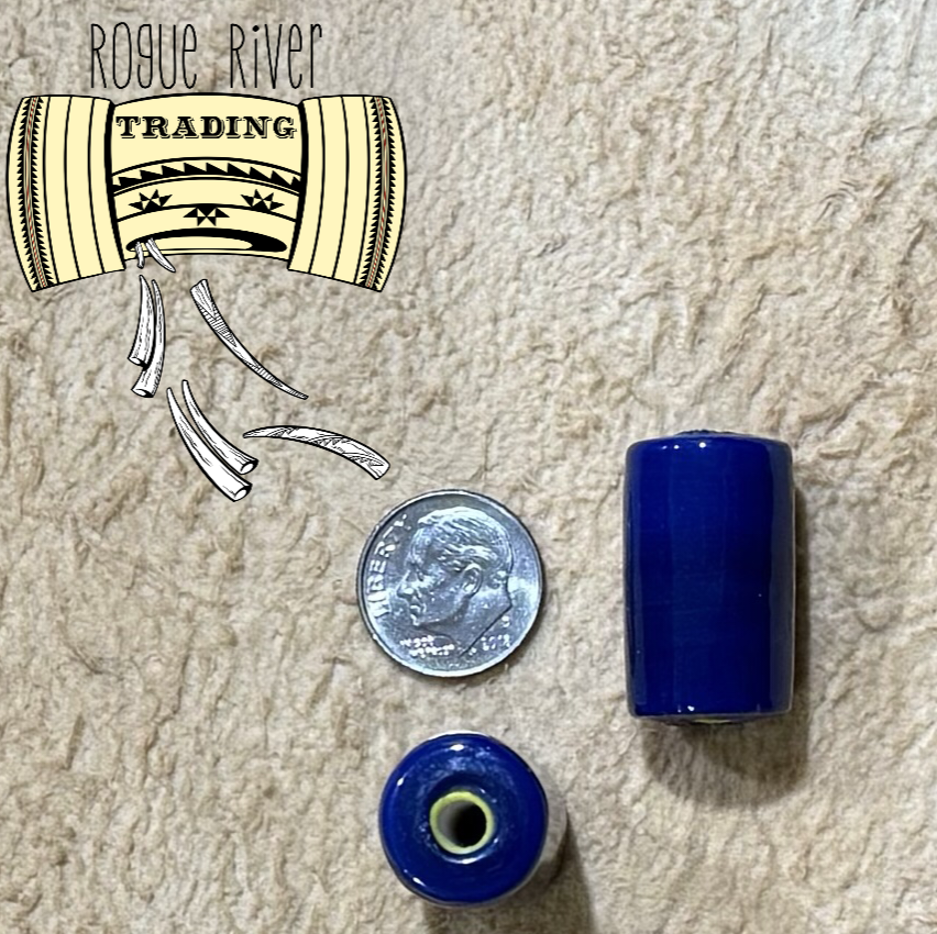 Cobalt Blue with Yellow Core "Hudson Bay" Cylinder 15x26mm (10 count)