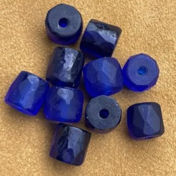 Cobalt Blue, "Russian" Facet Beads ~9x9mm (10 count)