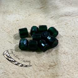 Green, "Russian" Facet Beads ~13x13mm (10 count)