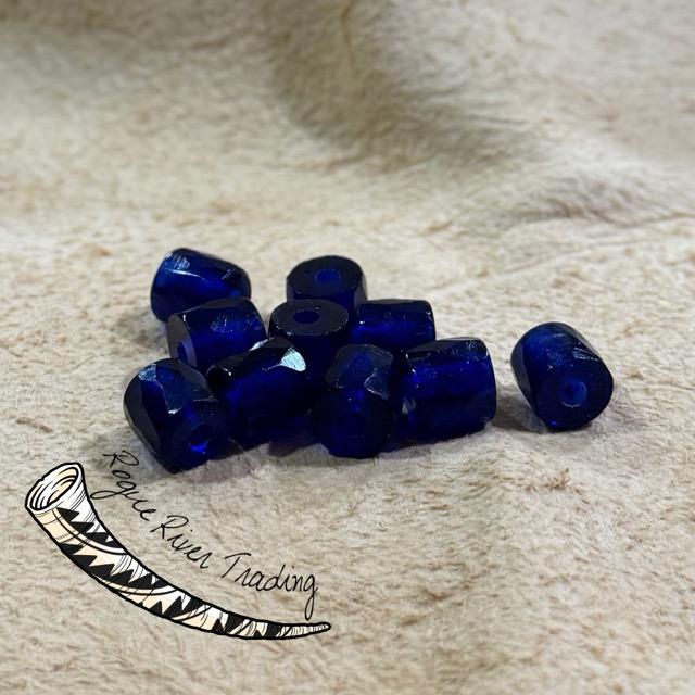 Cobalt Blue, "Russian" Facet Beads ~13x13mm (10 count)