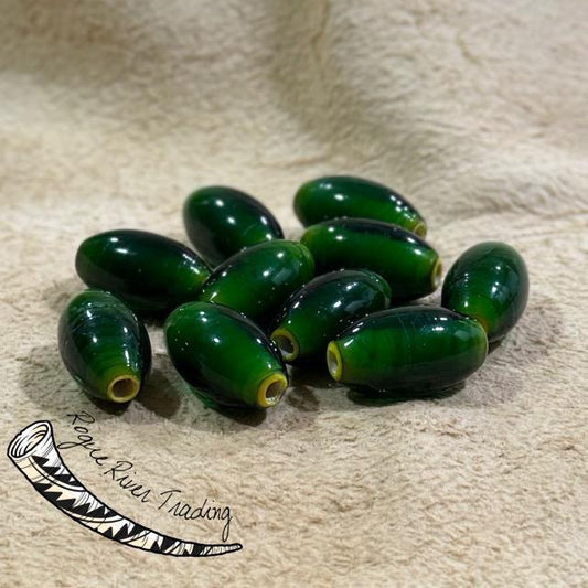 Green with Yellow Core "Hudson Bay" Oval 15x26mm (10 count)