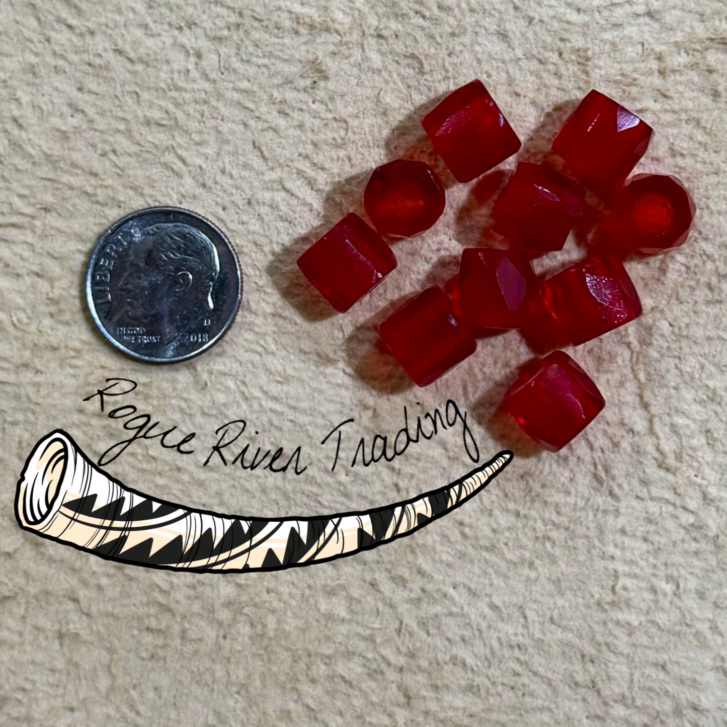 Red, "Russian" Facet Beads ~9x9mm (10 count)
