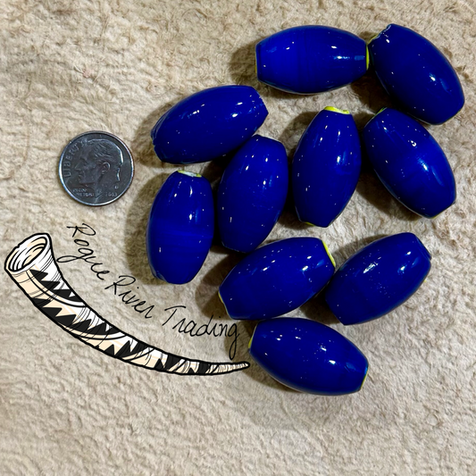 Cobalt Blue with Yellow Core "Hudson Bay" Oval 15x26mm (10 count)