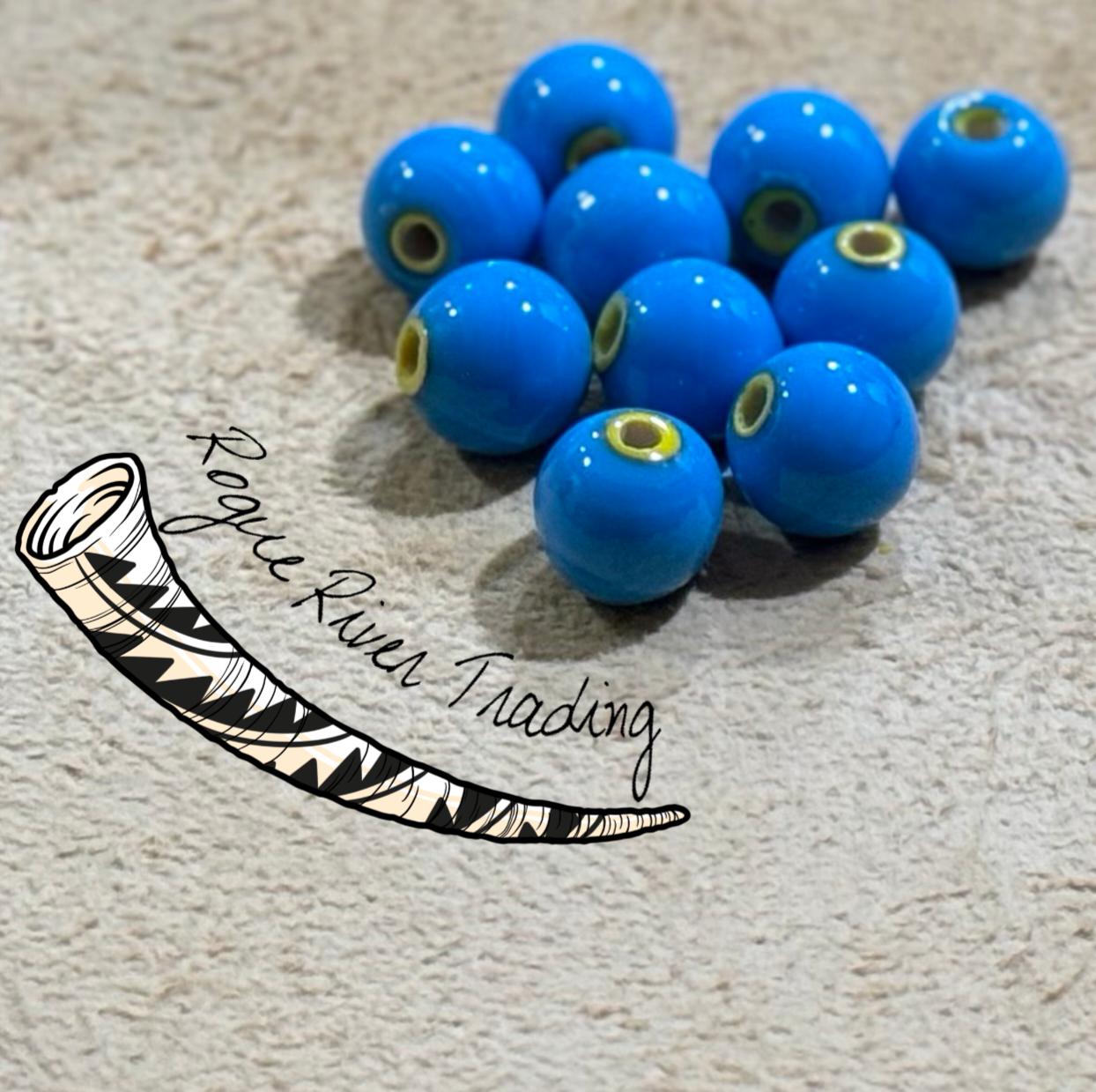 Pony Trader Blue with Yellow Core "Hudson Bay" Round 15mm (10 count)