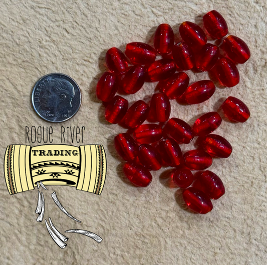 Red Barley Corn Bead ~11x7mm (30 count)
