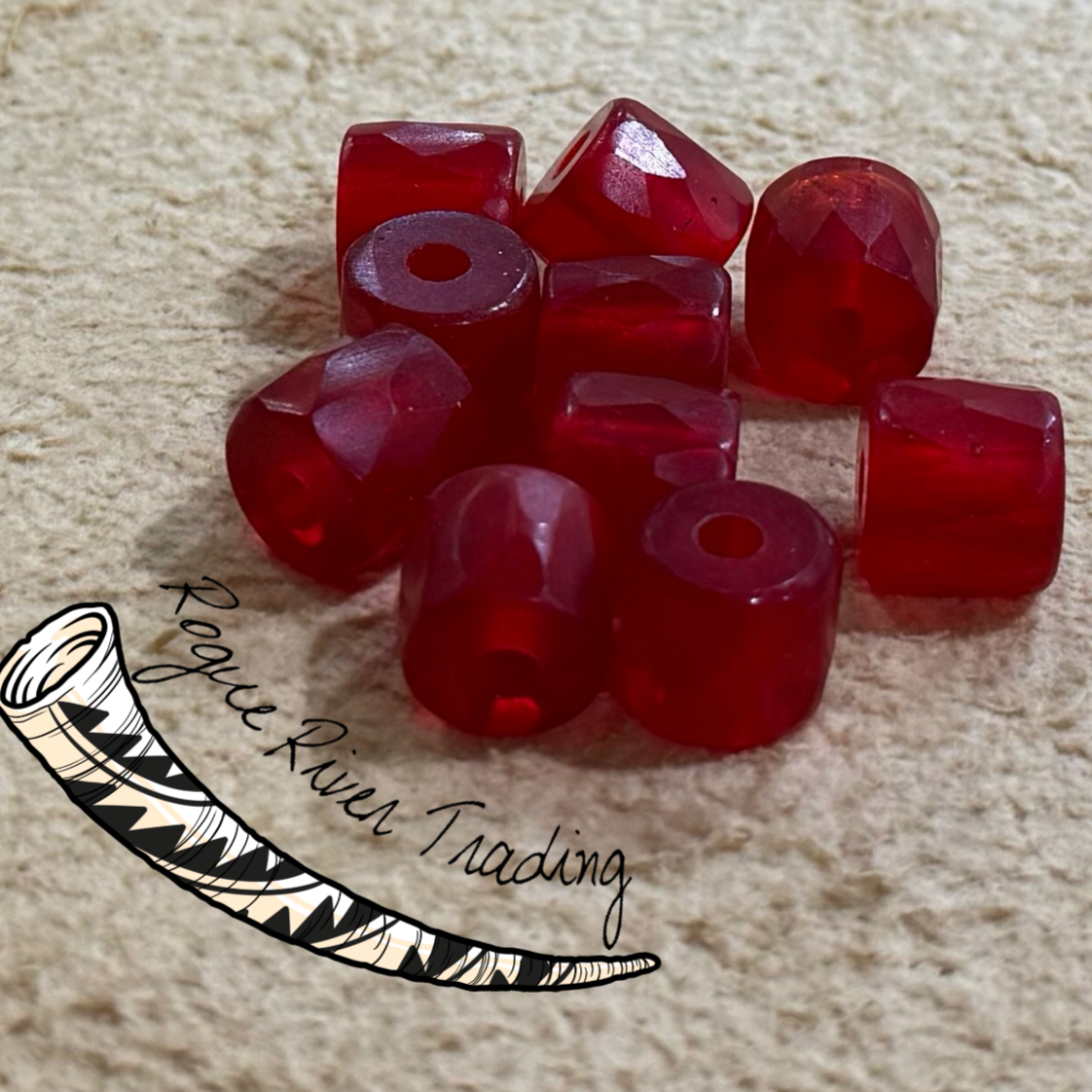 Red, "Russian" Facet Beads ~13x13mm (10 count)