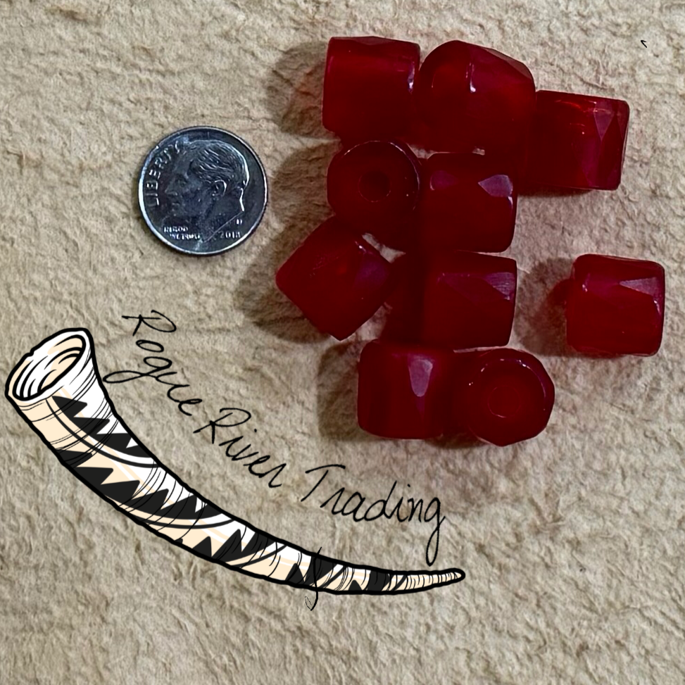 Red, "Russian" Facet Beads ~13x13mm (10 count)