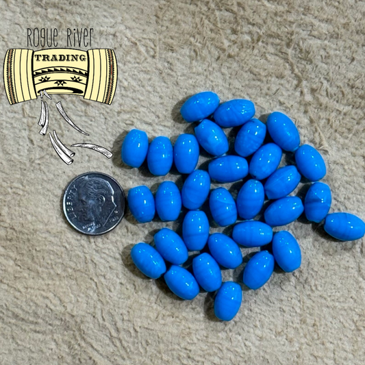 Pony Trader Blue Barley Corn Bead ~11x7mm (30 count)